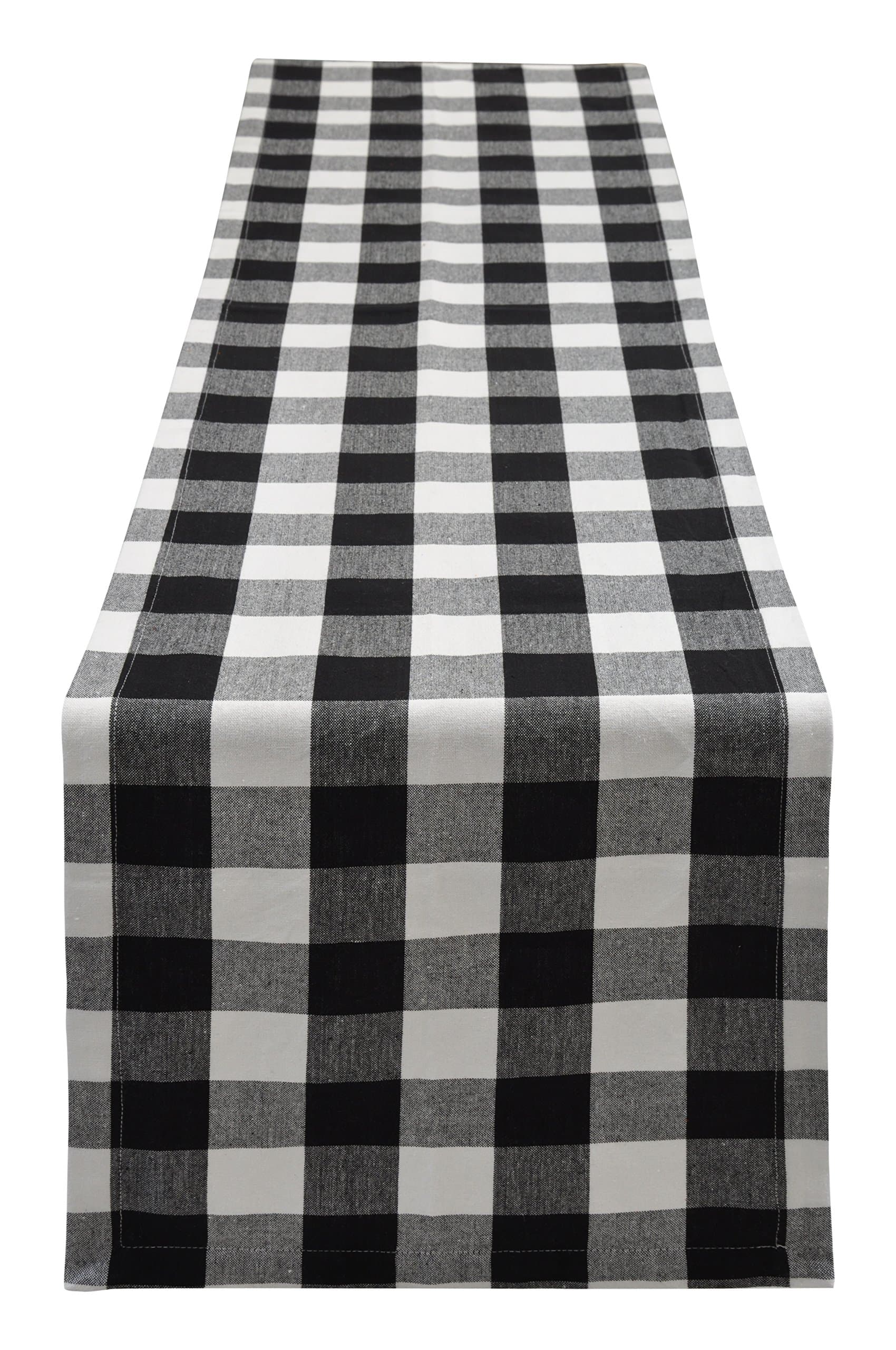 Yourtablecloth Checkered Table Runner Great for Farmhouse, Holiday, Home 14 x 72 White and Black