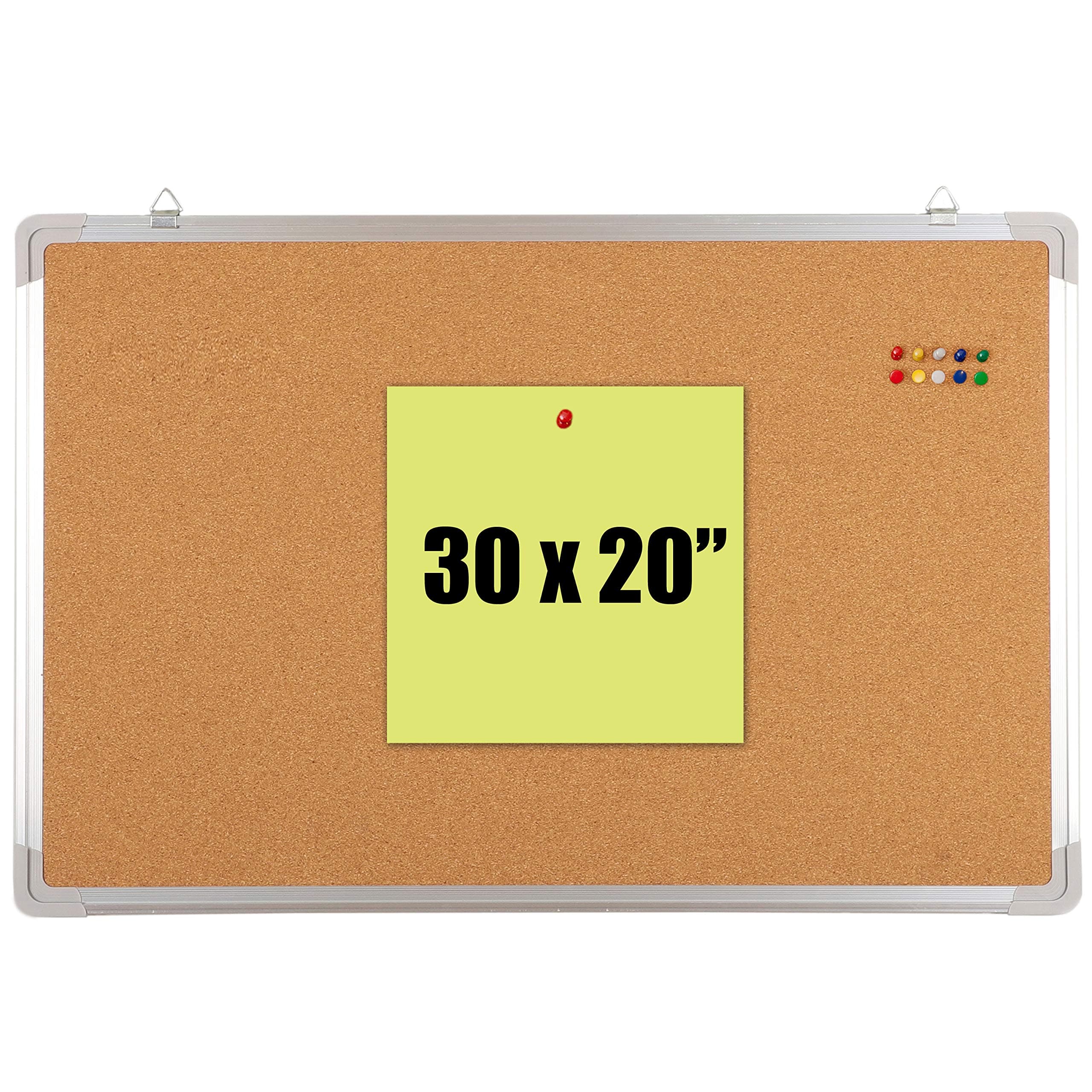 - Cork Board Set for Wall - Bulletin Corkboard 30 x 20 in with 10 Thumb Tacks - Wall Hanging Message Memo Pin Board Tackboard Organizer for Home, Office, Desk and Cubicle (30x20 in)