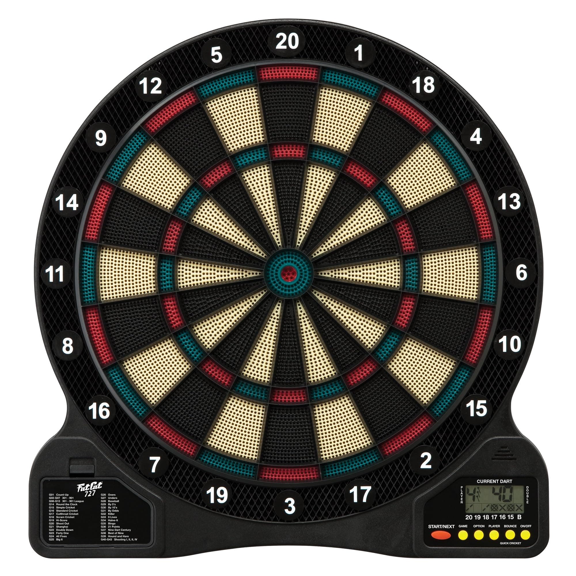 by GLD Products 727 Electronic Dartboard Value Size Over 15 Games and 132 Options Auto-Scoring Compact Display with Missed-Dart Throw Catch Ring Soft Tip Darts and Extra Points Battery