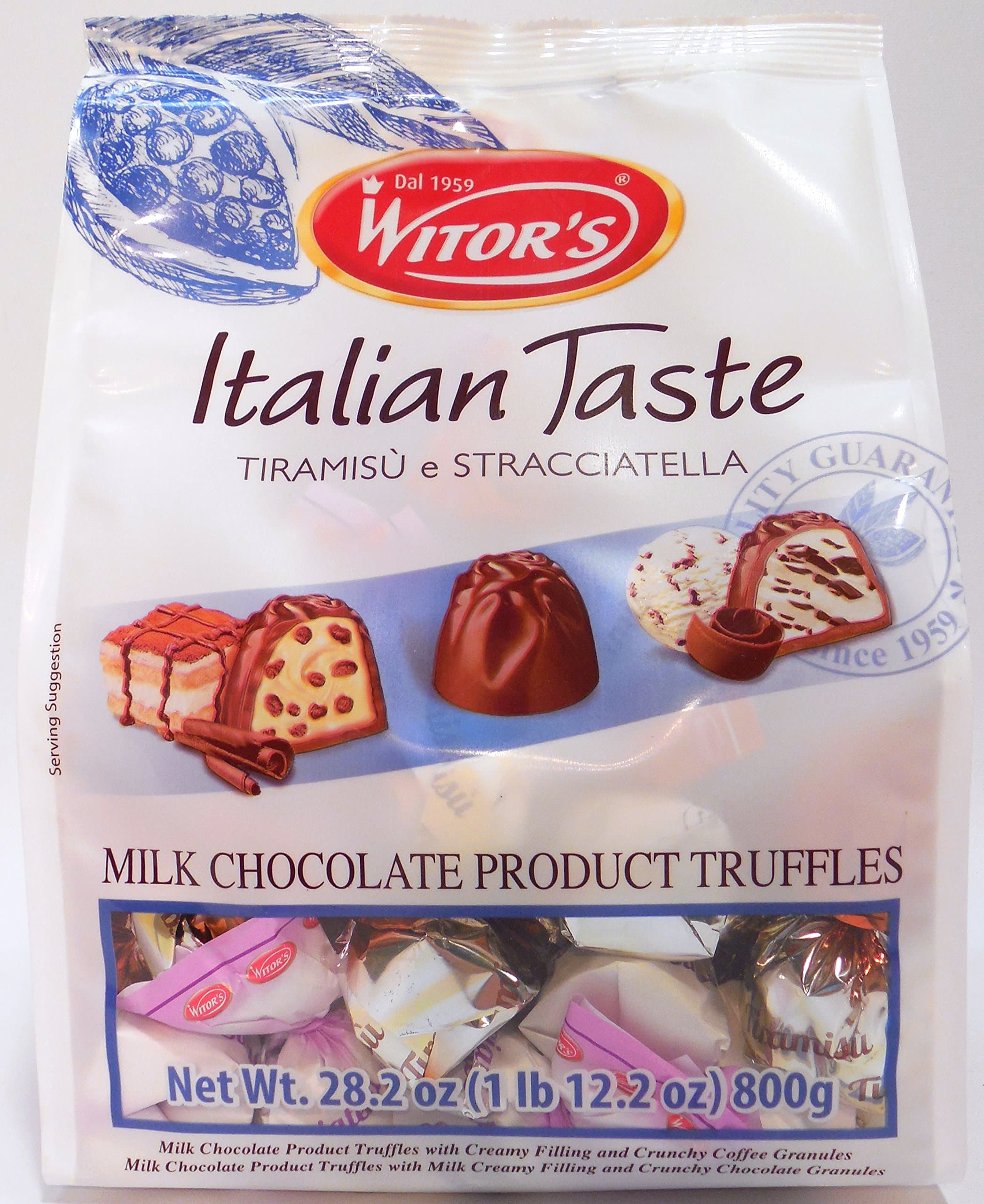 Witors Italian Taste Tiramisu E Stracciatella Milk Chocolate Turffles 28.2 Ounce Bag