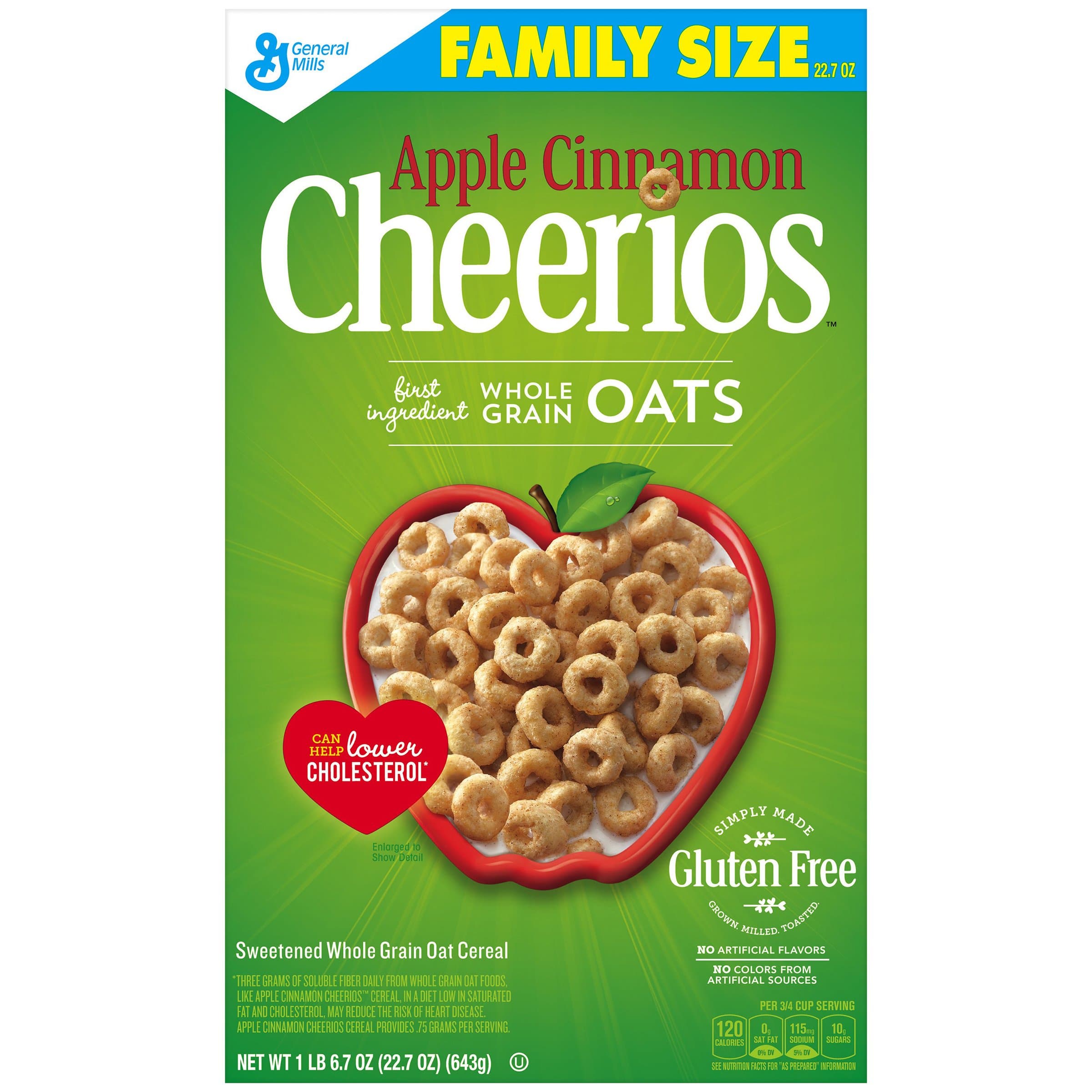 Apple Cinnamon Cheerios Gluten Free Cereal 22.7 oz Box