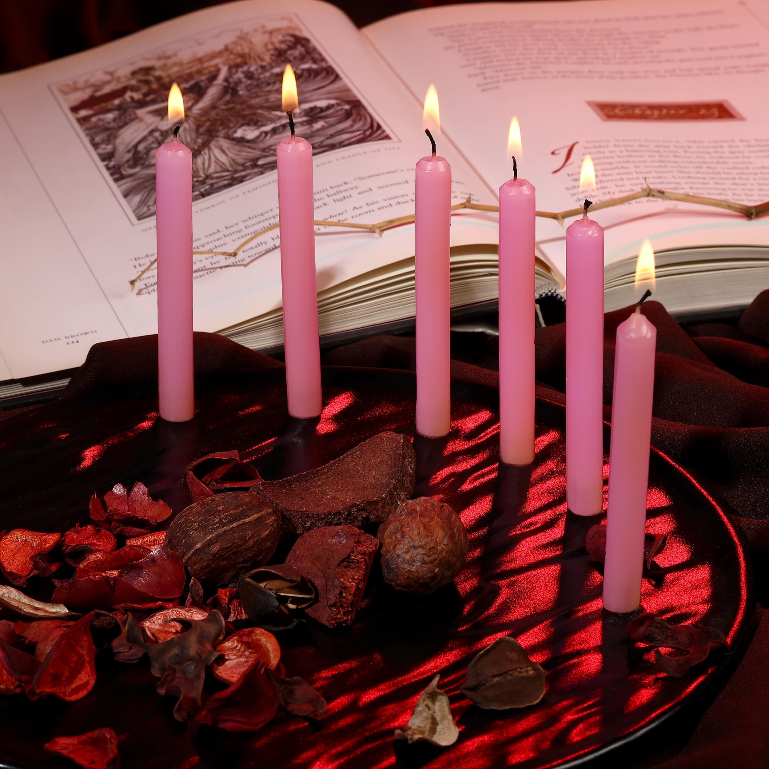 by Parkash Candles Chime Candles Set of 20 | Ritual Spell Candle | Unscented (Pink), Wax